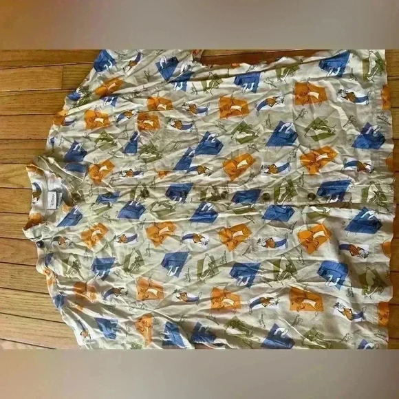 Disney Store Goofy Button Down Shirt Men’s Medium Hawaii Rayon Geometric - Picture 3 of 7